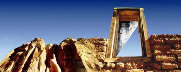 closeup shot of the cliff window and rocks